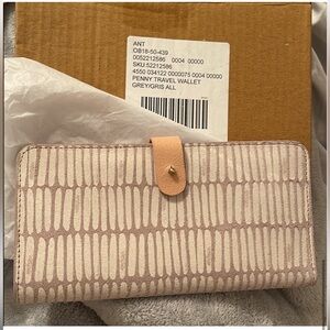 Anthropologie Tan Textured Wallet with Leather Strap